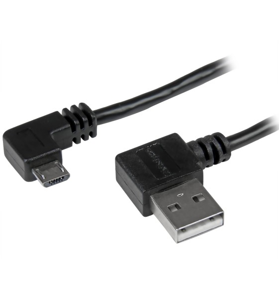 STARTECH USB Anschlusskabel (USB A, Micro USB B, Rechtsgewinkelt, Schwarz, 2 m)
