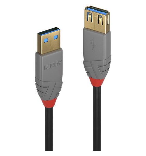 LINDY USB-Kabel (USB A, Anthrazit, 3 m)
