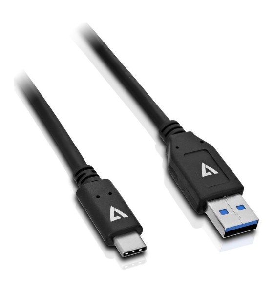V7 USB Kabel (USB A, USB C, Schwarz, 1 m)