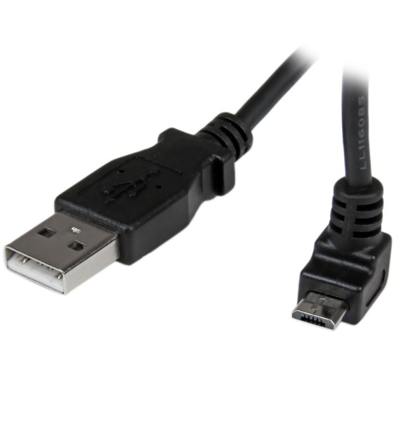 STARTECH USB Kabel (USB A, Micro USB B, Schwarz, 2 m, Gewinkelt)